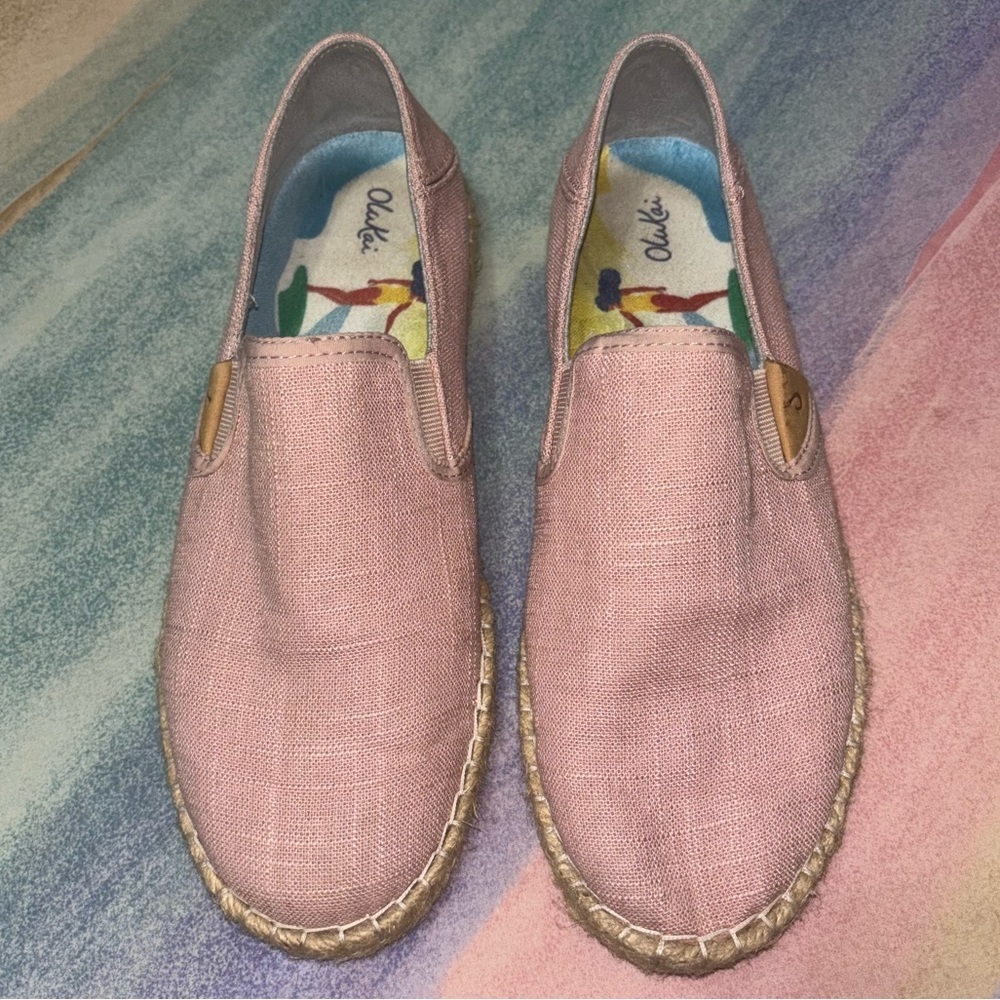 OluKai Kaula Pa'a Kapa Women's 7 Espadrilles, Linen Slip Olukai slip on loafer